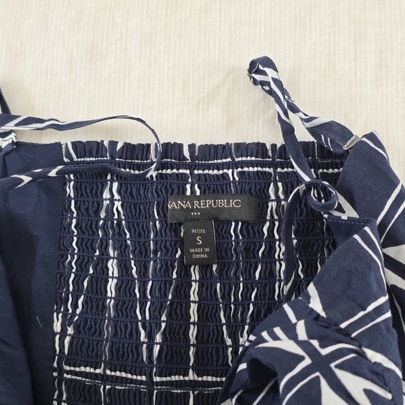 Banana Republic Factory Tie-Front Preppy Navy Midi Dress, Size Small - Picture 8 of 11